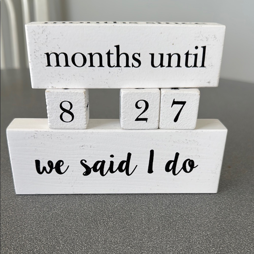 White Wedding Countdown Blocks